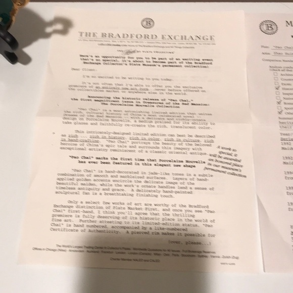 Bradford Exchange “Pao Chai” No. A0695 1st Issue - Picture 7 of 8